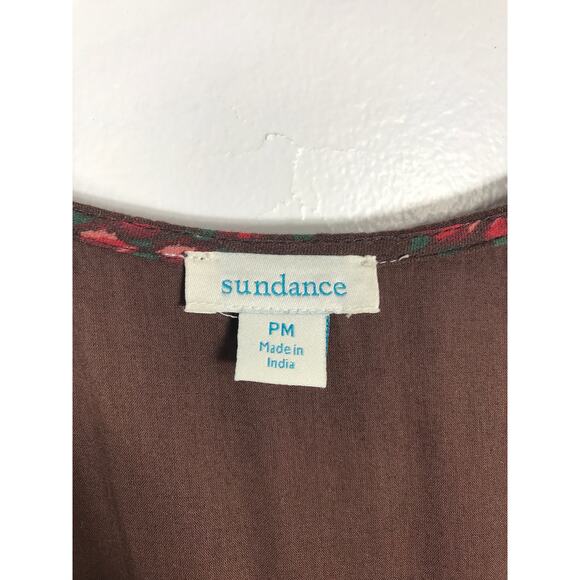 Sundance Brown Floral Petite M Dress Tiered Midi Western Boho Summer Feminine - Picture 2 of 11
